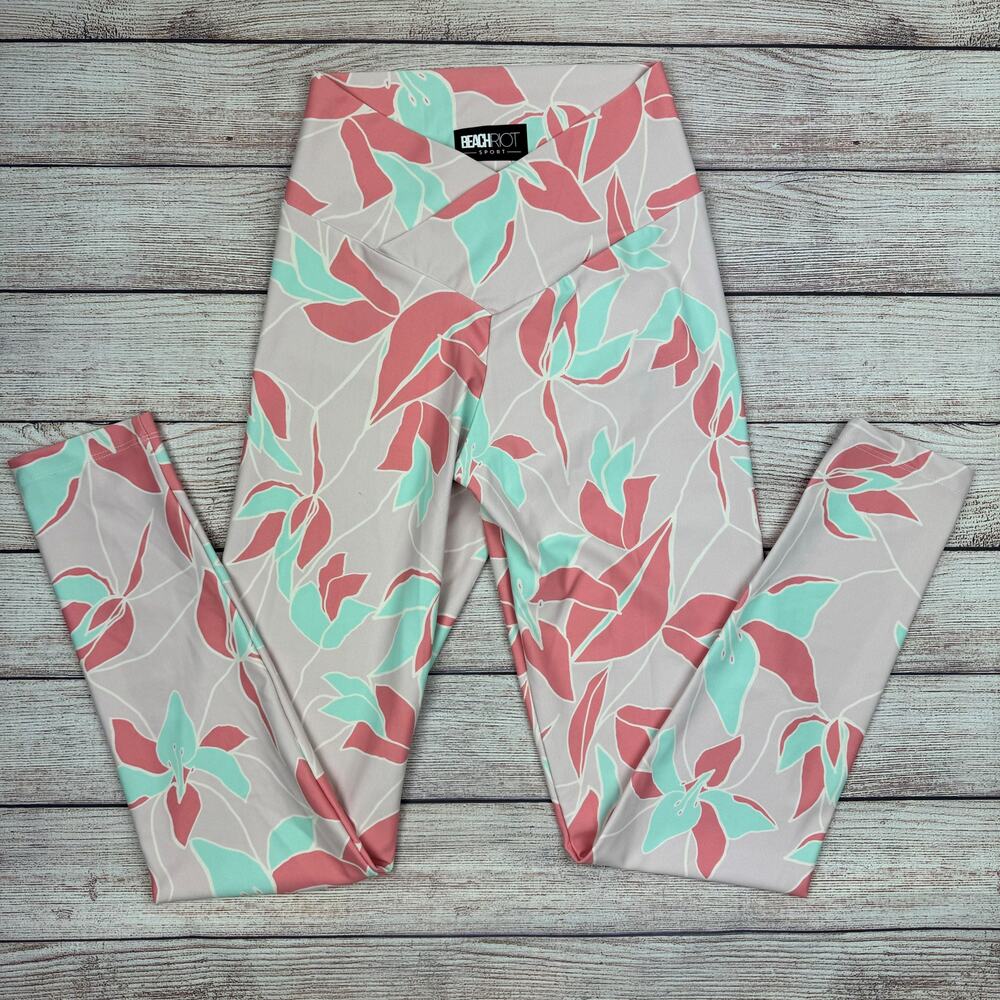 Beach Riot Sport Pink Teal Floral Leggings
